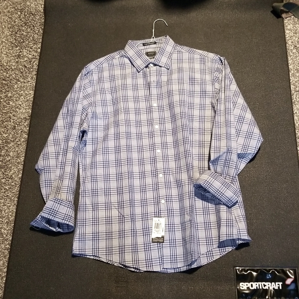 💥BRAND NEW with tags mens 16.5 34/35 fitted light blue/purple long sleeve shirt